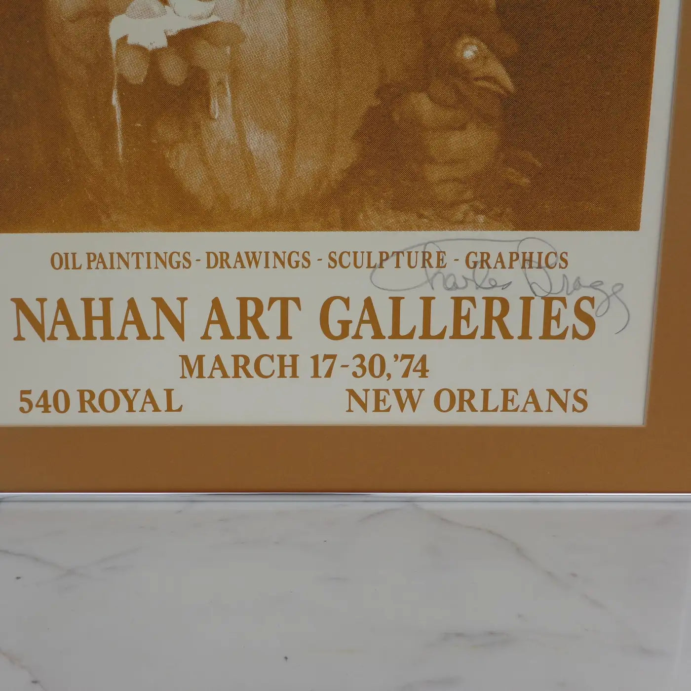 Signed 1974 Charles Bragg New Orleans "Important Exhibition" Poster