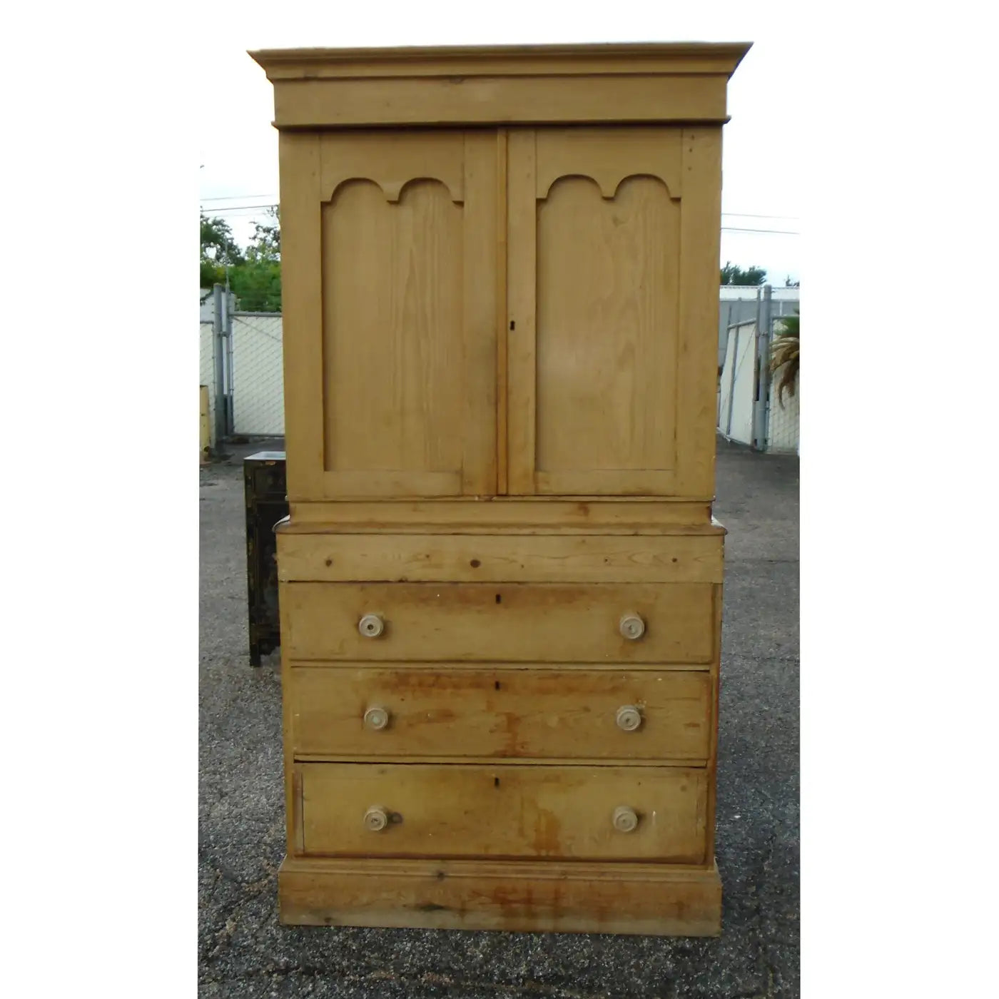 Early 20th Century Rustic Antique Pine Cupboard Cabinet