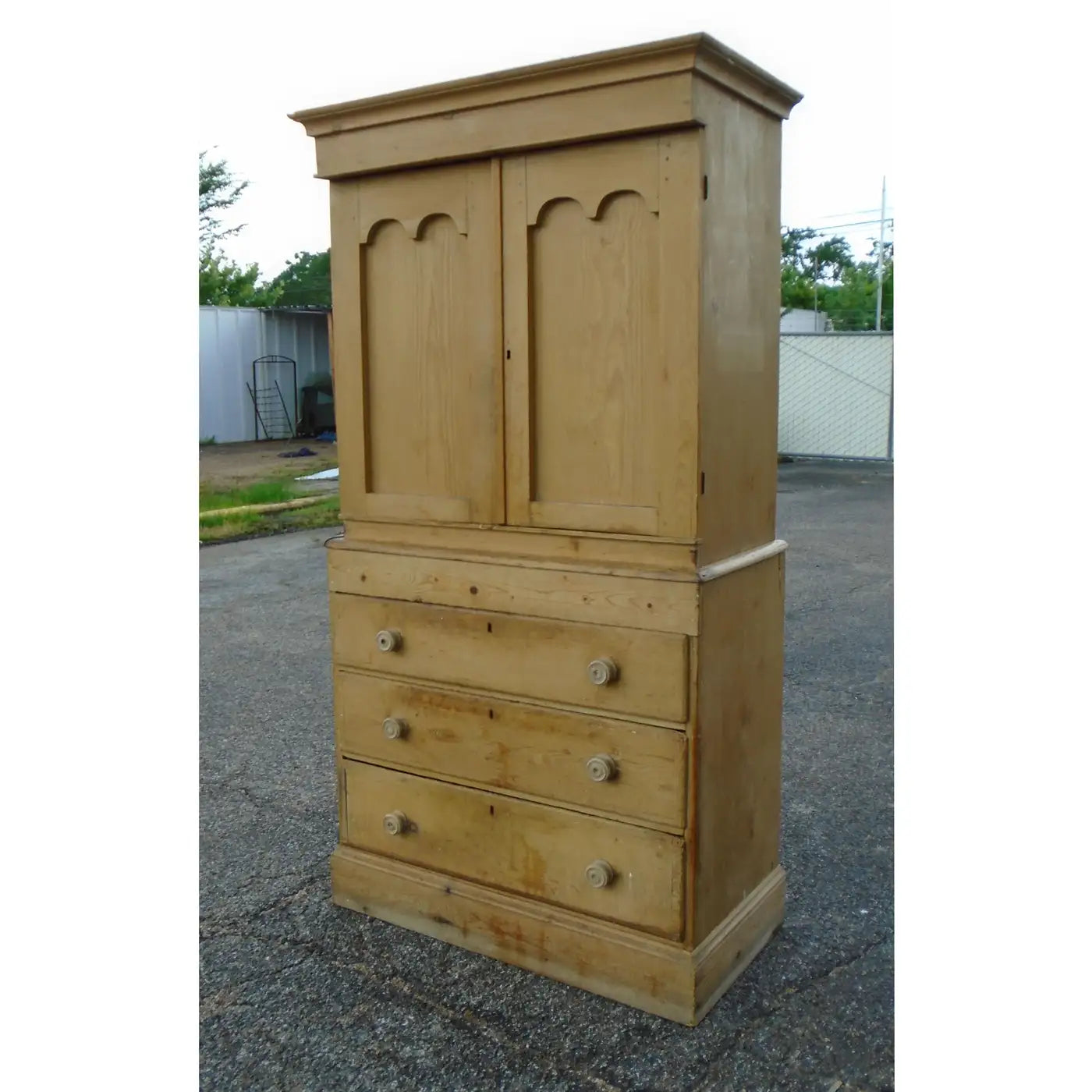 Early 20th Century Rustic Antique Pine Cupboard Cabinet