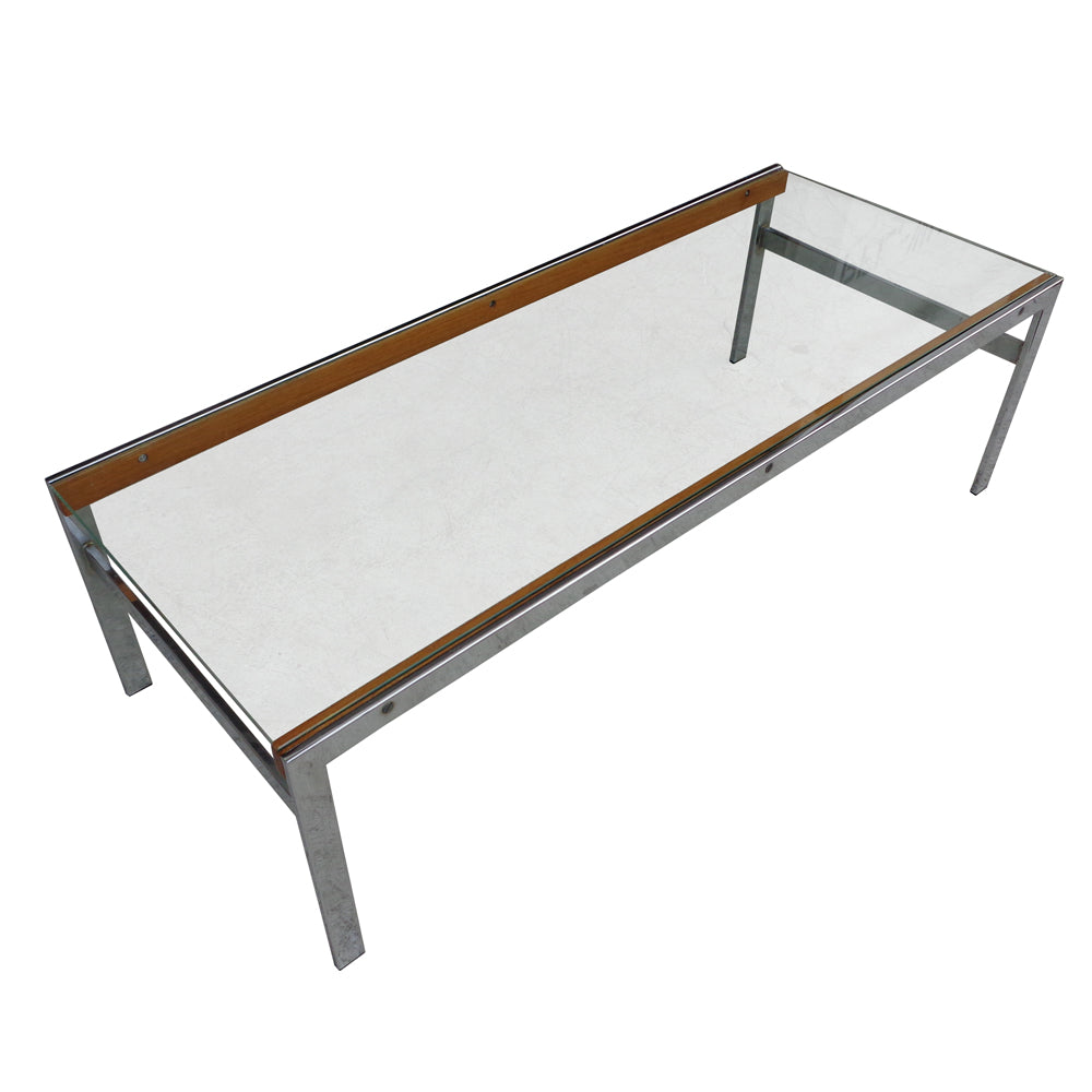 54″ Glass Top and Chrome Base Coffee Table