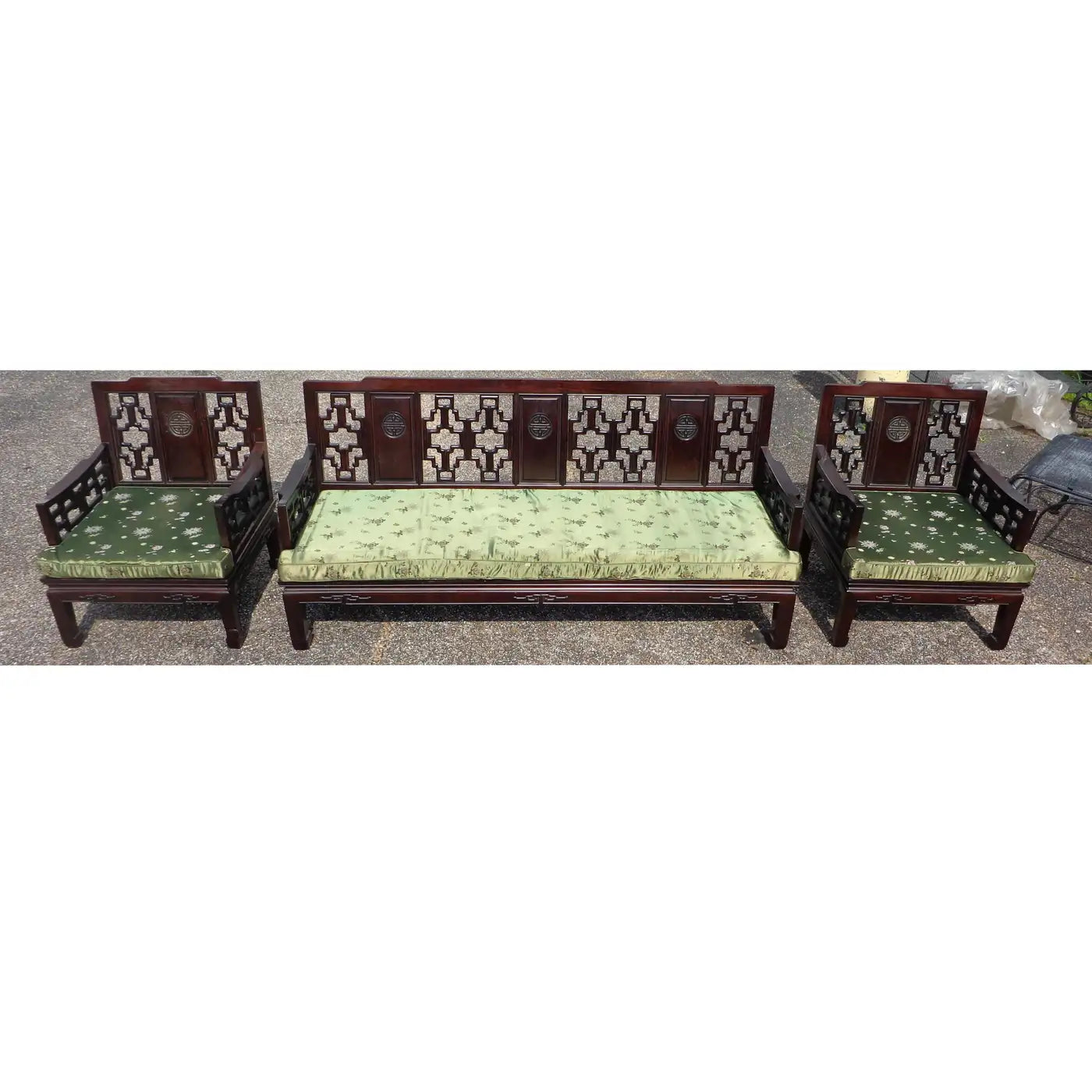 Vintage Chinoiserie Ming Style Rosewood Sofa