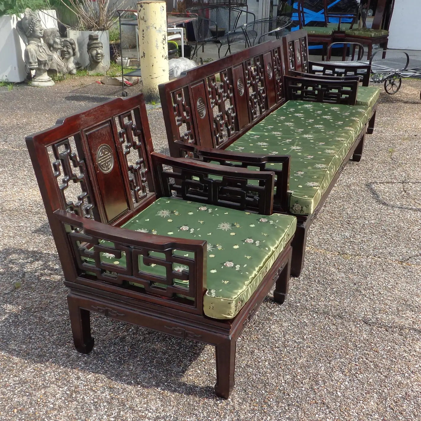 Vintage Chinoiserie Ming Style Rosewood Sofa