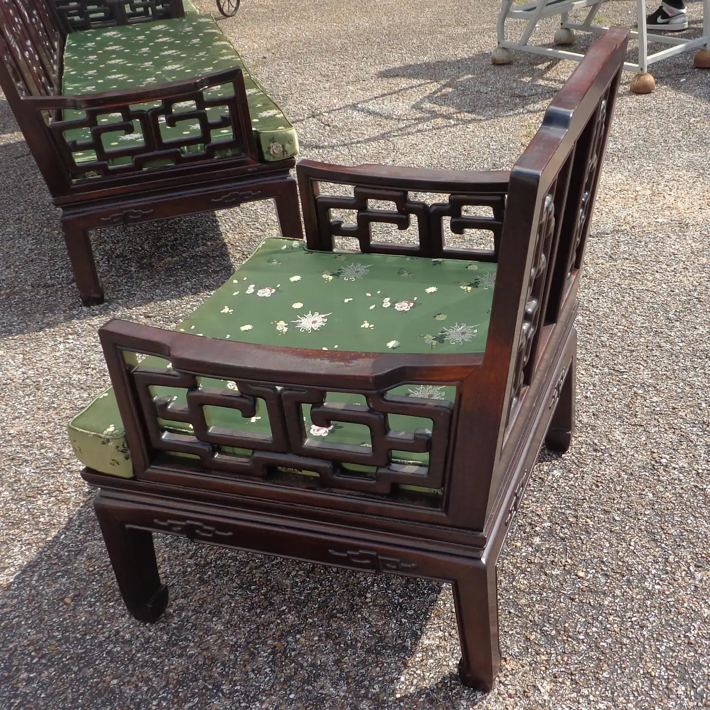 Vintage Chinoiserie Ming Style Rosewood Sofa