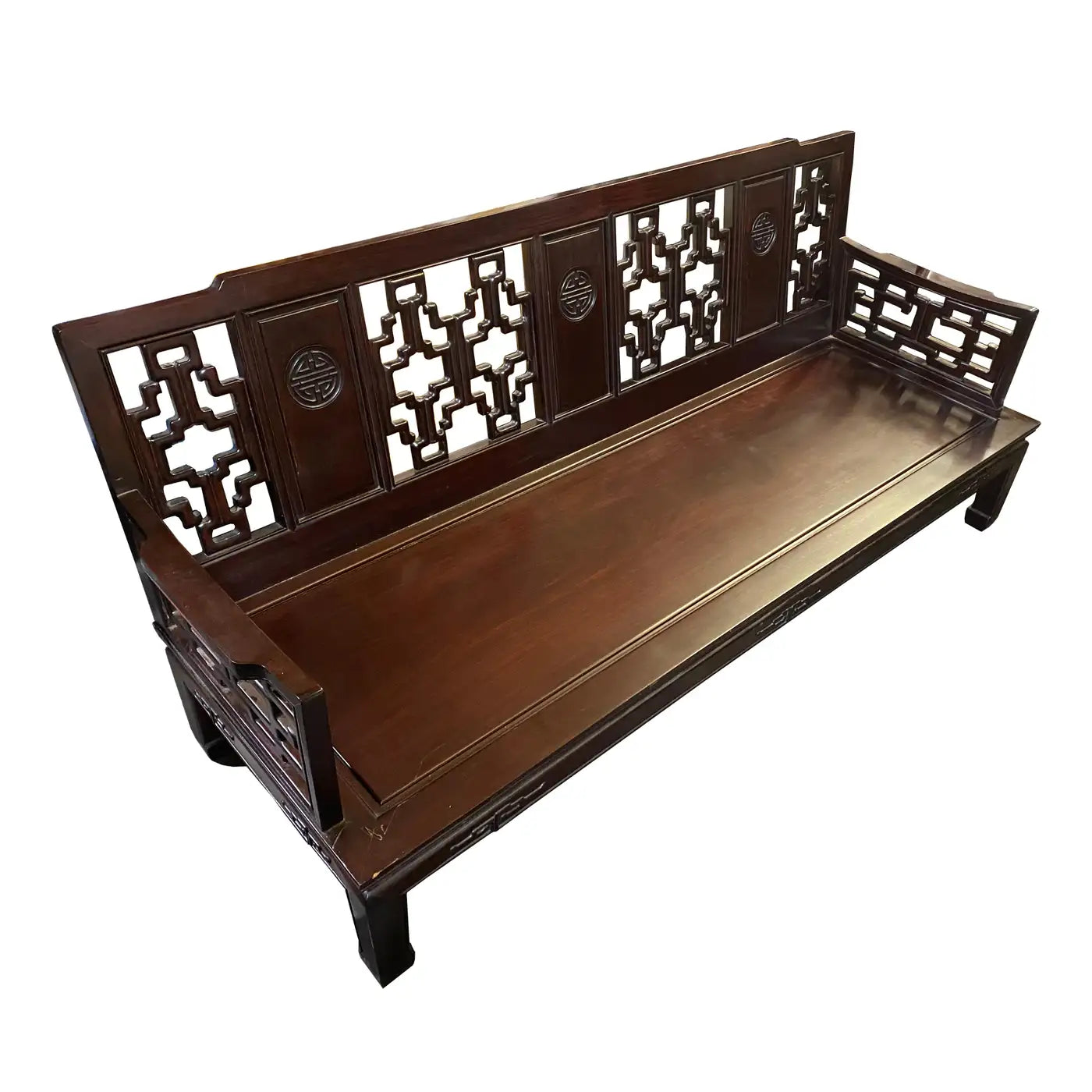 Vintage Chinoiserie Ming Style Rosewood Sofa