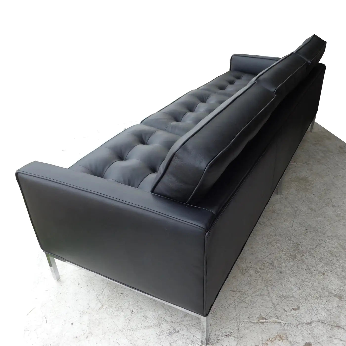 Florence Knoll Black Leather Sofa