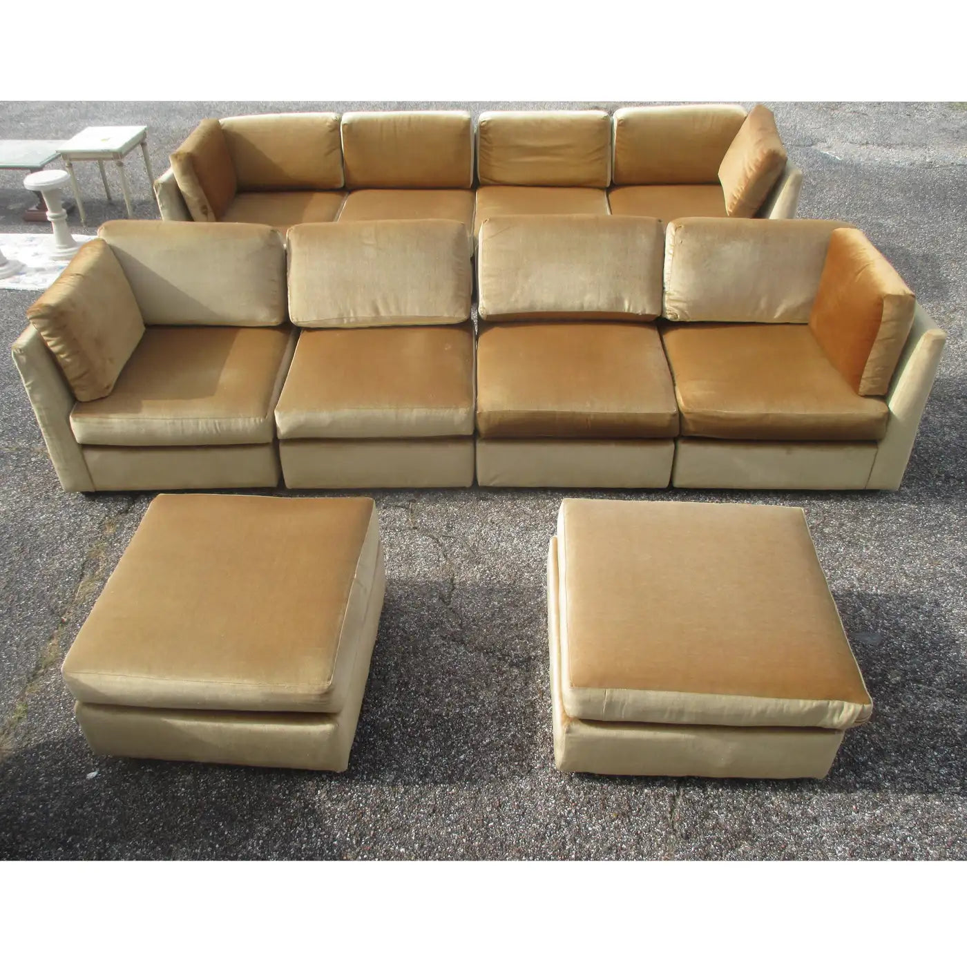 Mid Century Low Profile Velvet Sectional Sofa