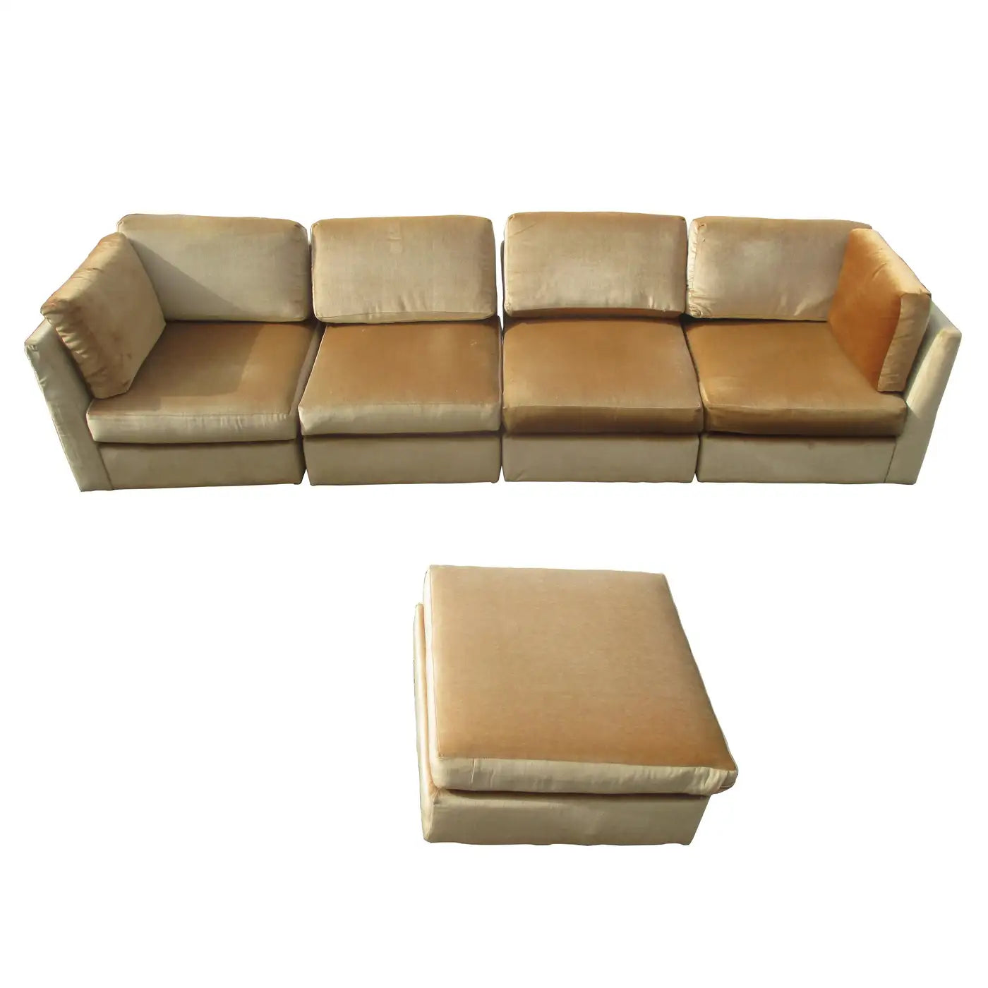 Mid Century Low Profile Velvet Sectional Sofa