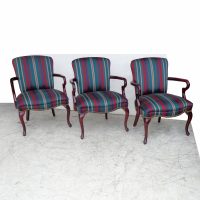 Set of 3 Striped Arm Chairs