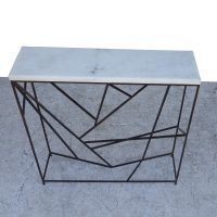 36″ Marble Top Console with Gepmetric Metal Base