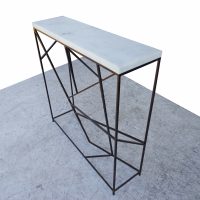 36″ Marble Top Console with Gepmetric Metal Base