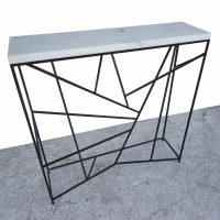 36″ Marble Top Console with Gepmetric Metal Base