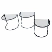 Set of Three Nesting Glass and Chrome Side Table