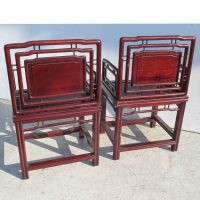 Pair of Chinese Rosewood chairs with Mother of Pearl Deco