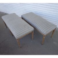 Two 42″ French Ticking Benches