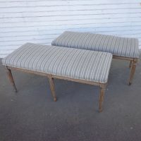 Two 42″ French Ticking Benches