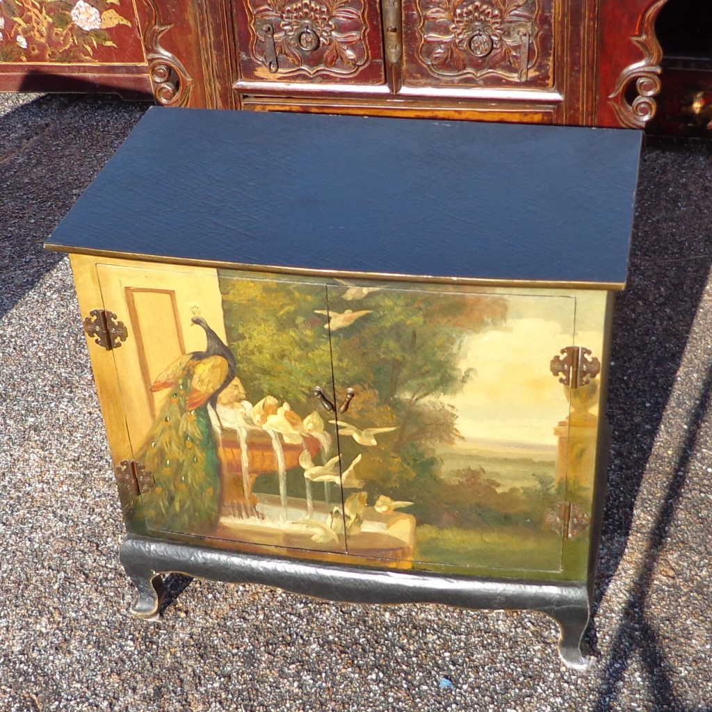 30″ Vintage Cabinet Painted with Peacock (MS10144)