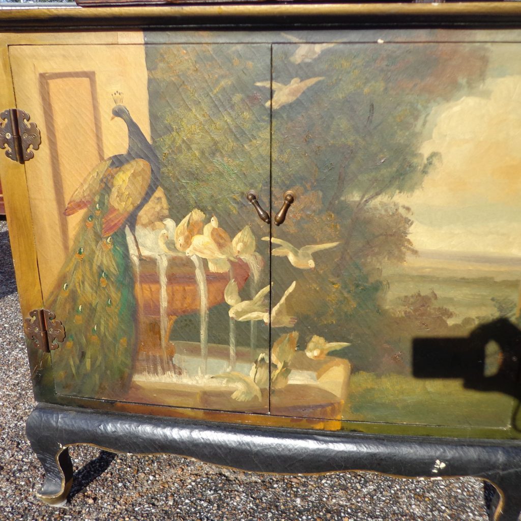 30″ Vintage Cabinet Painted with Peacock (MS10144)