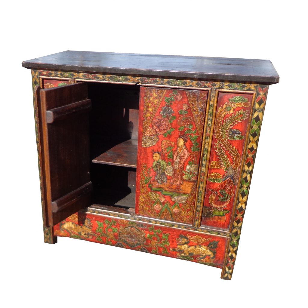 40″ 19th Century Qing Gansu Painted Cabinet (MS10146)