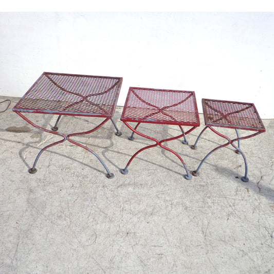 Set of Three Salterini Metal Outdoor Nesting Side Table (MS10190)