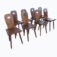 Set of 8 Vintage Solid Wood Side Chairs