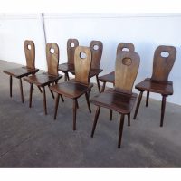 Set of 8 Vintage Solid Wood Side Chairs