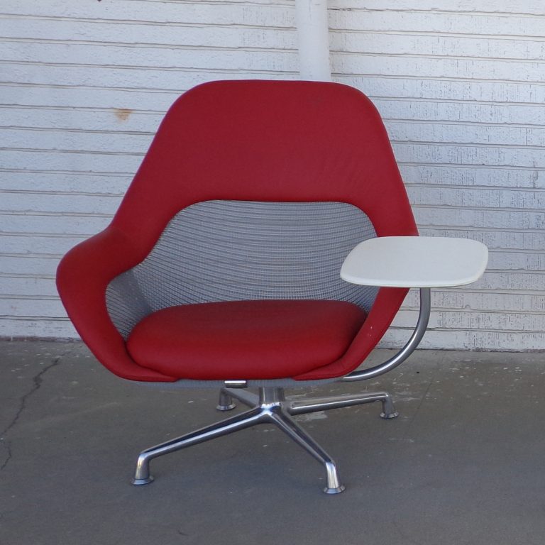 Steelcase “Coallesse” Red Lounge Chair with Arm Tablet