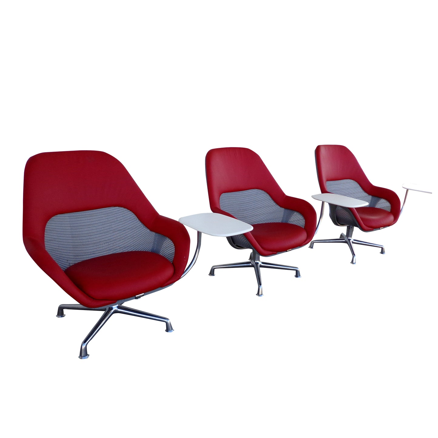 Steelcase “Coallesse” Red Lounge Chair with Arm Tablet