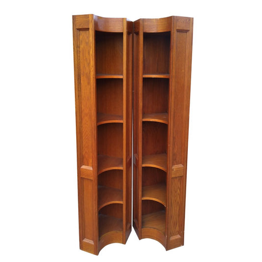 Pair of Oak Corner Bookcase (MS10452)