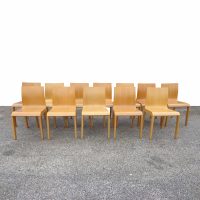 Set of 12 Italian Bross All Wood Side Chairs