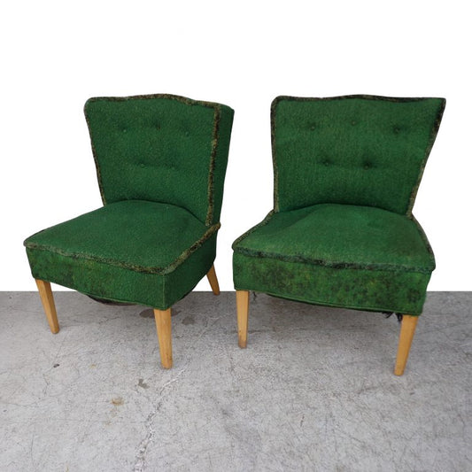 Pair of Vintage Lounge Chairs with Horse Hair Cushions