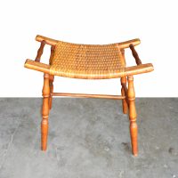 Victorian Oak and Rattan Stool