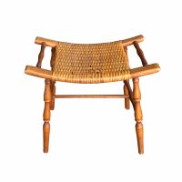 Victorian Oak and Rattan Stool