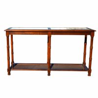 52″ Wood with Glass top Inlay Console