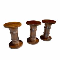 Set of Three 18″ Solid Wood Side Tables / Stools