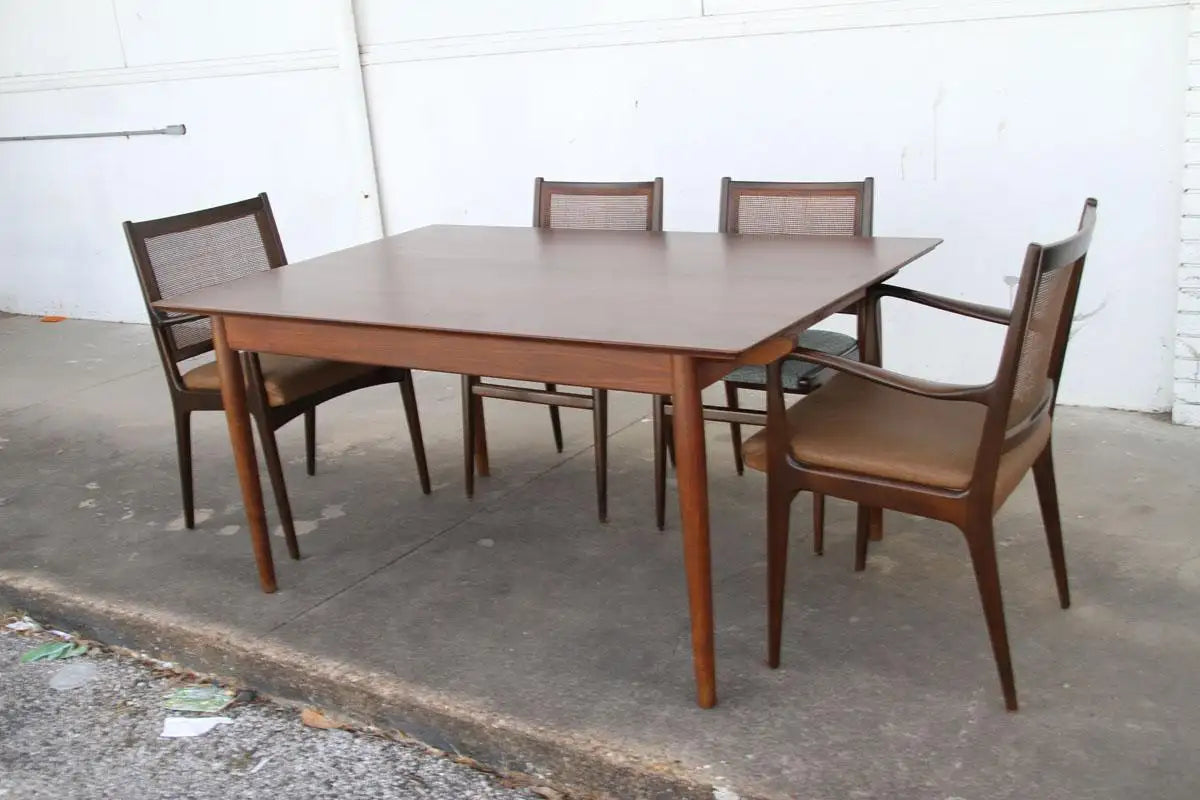 Set of 6 Swedish Dining Chairs Attributed to Karl Erik Ekselius in Teak and Cane