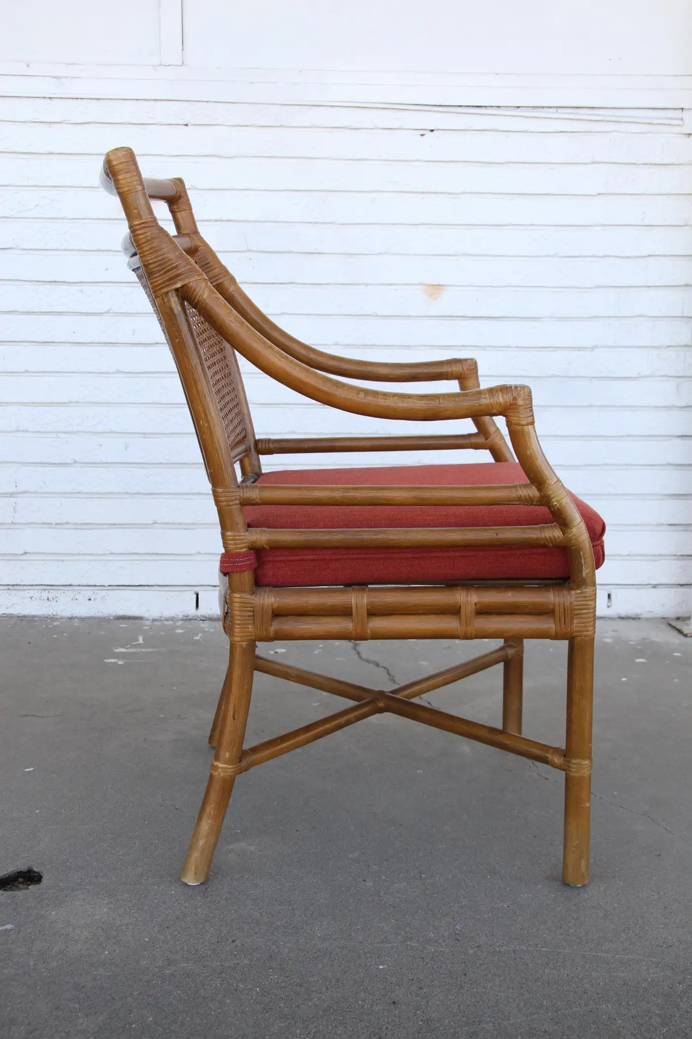 Set of 4 McGuire Style Mid-Century Cane Bamboo Dining Chairs