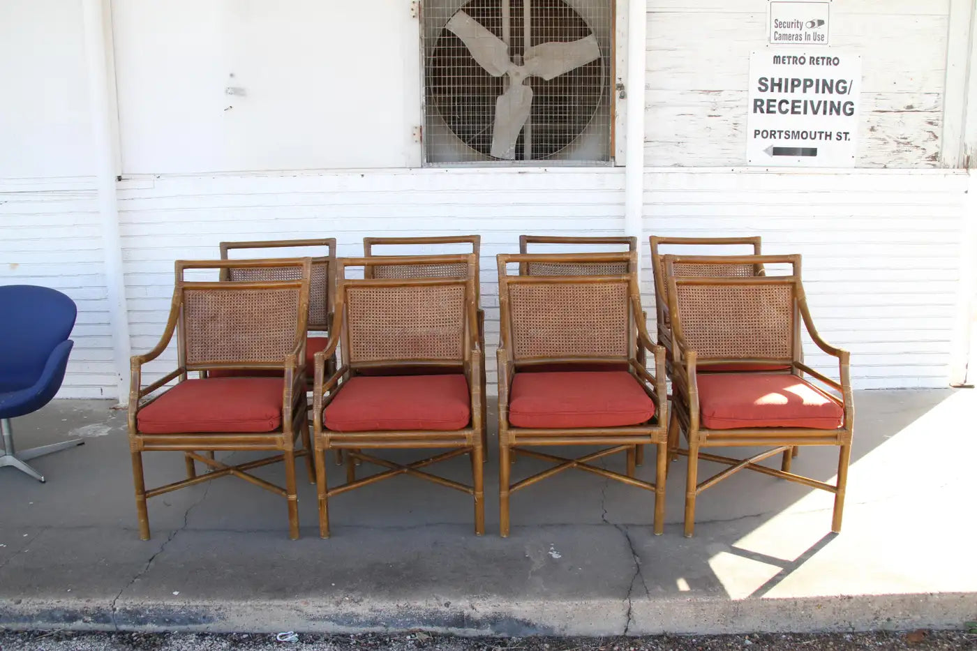 Set of 4 McGuire Style Mid-Century Cane Bamboo Dining Chairs