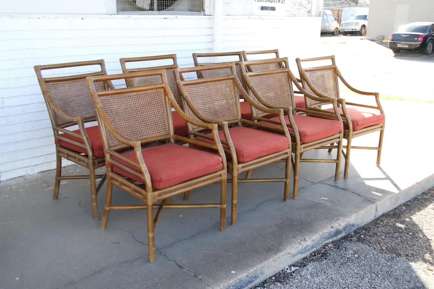 Set of 4 McGuire Style Mid-Century Cane Bamboo Dining Chairs