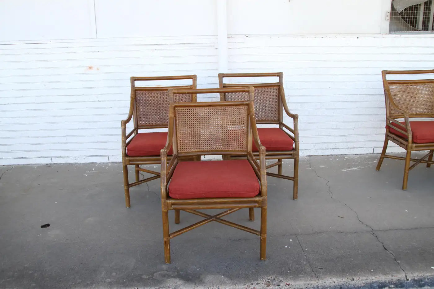 Set of 4 McGuire Style Mid-Century Cane Bamboo Dining Chairs