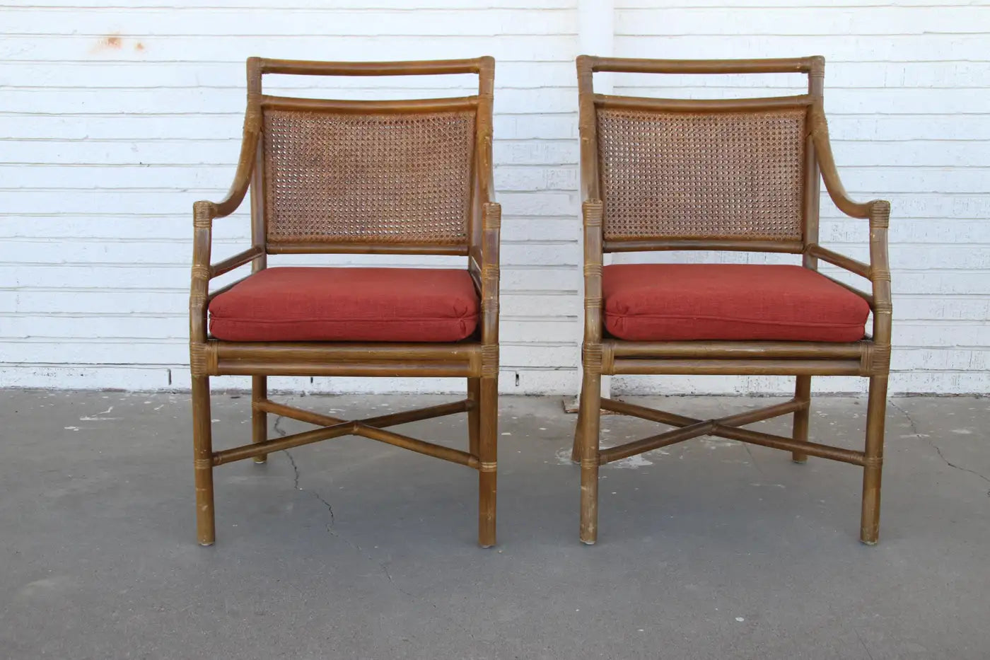 Set of 4 McGuire Style Mid-Century Cane Bamboo Dining Chairs