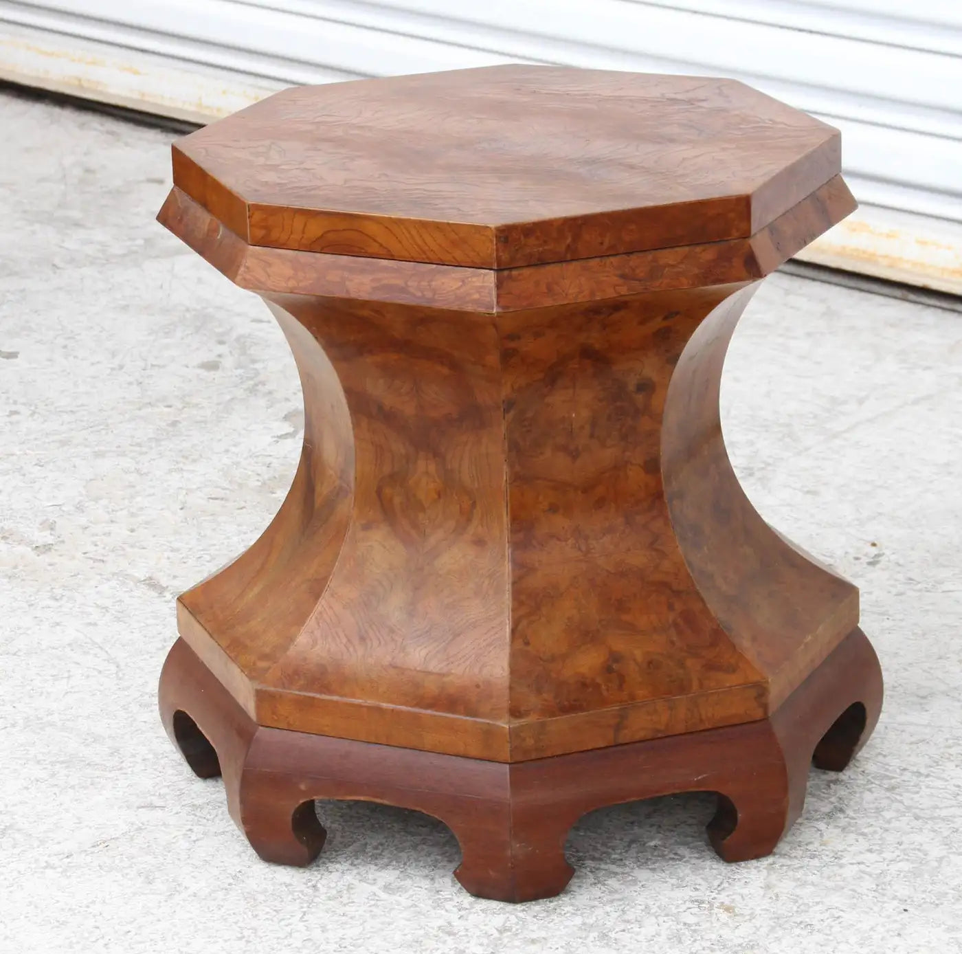 Italian Burl Biedermeier Pedestal Stool