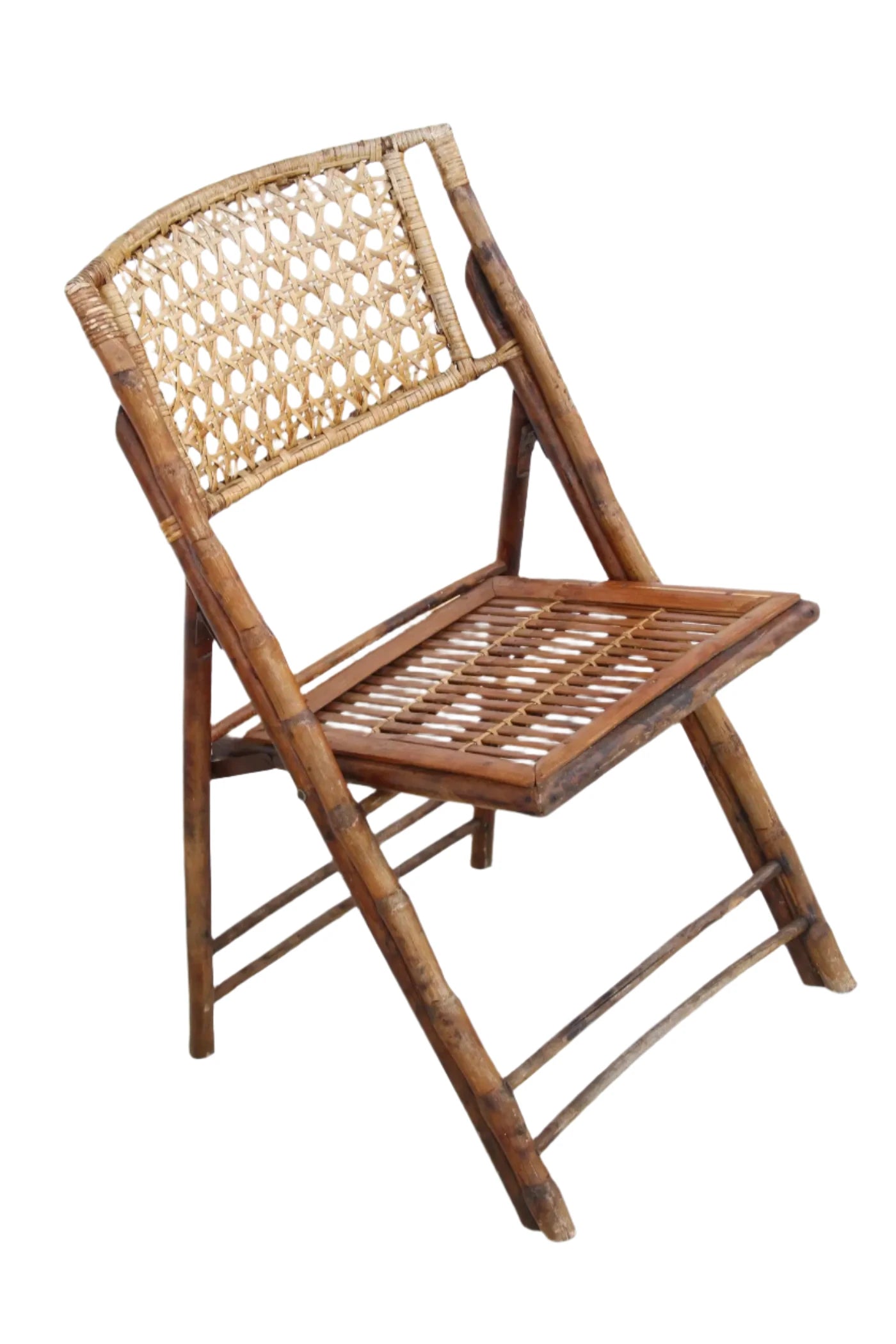 Pair of Vintage Folding Bamboo Chairs