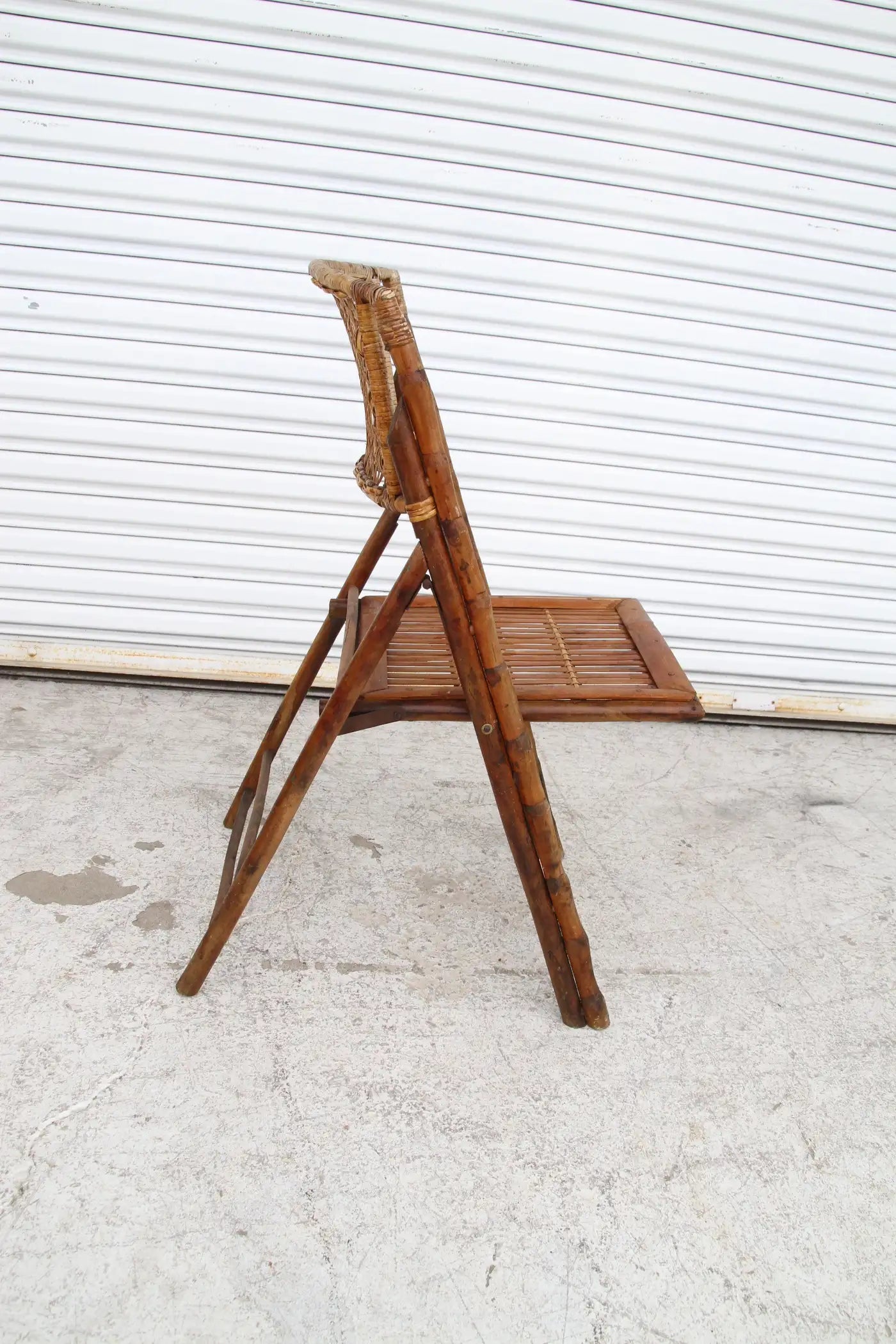 Pair of Vintage Folding Bamboo Chairs