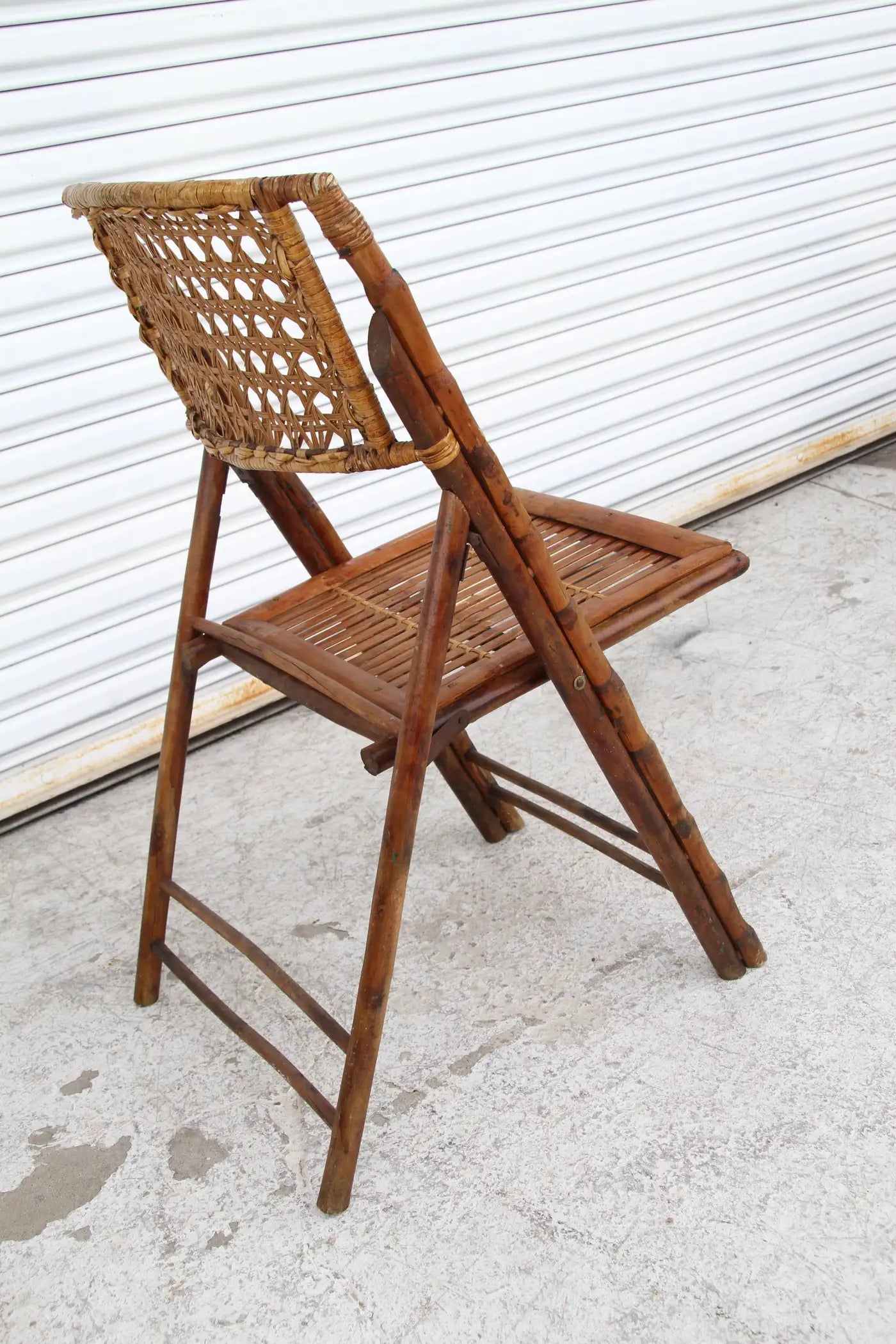 Pair of Vintage Folding Bamboo Chairs