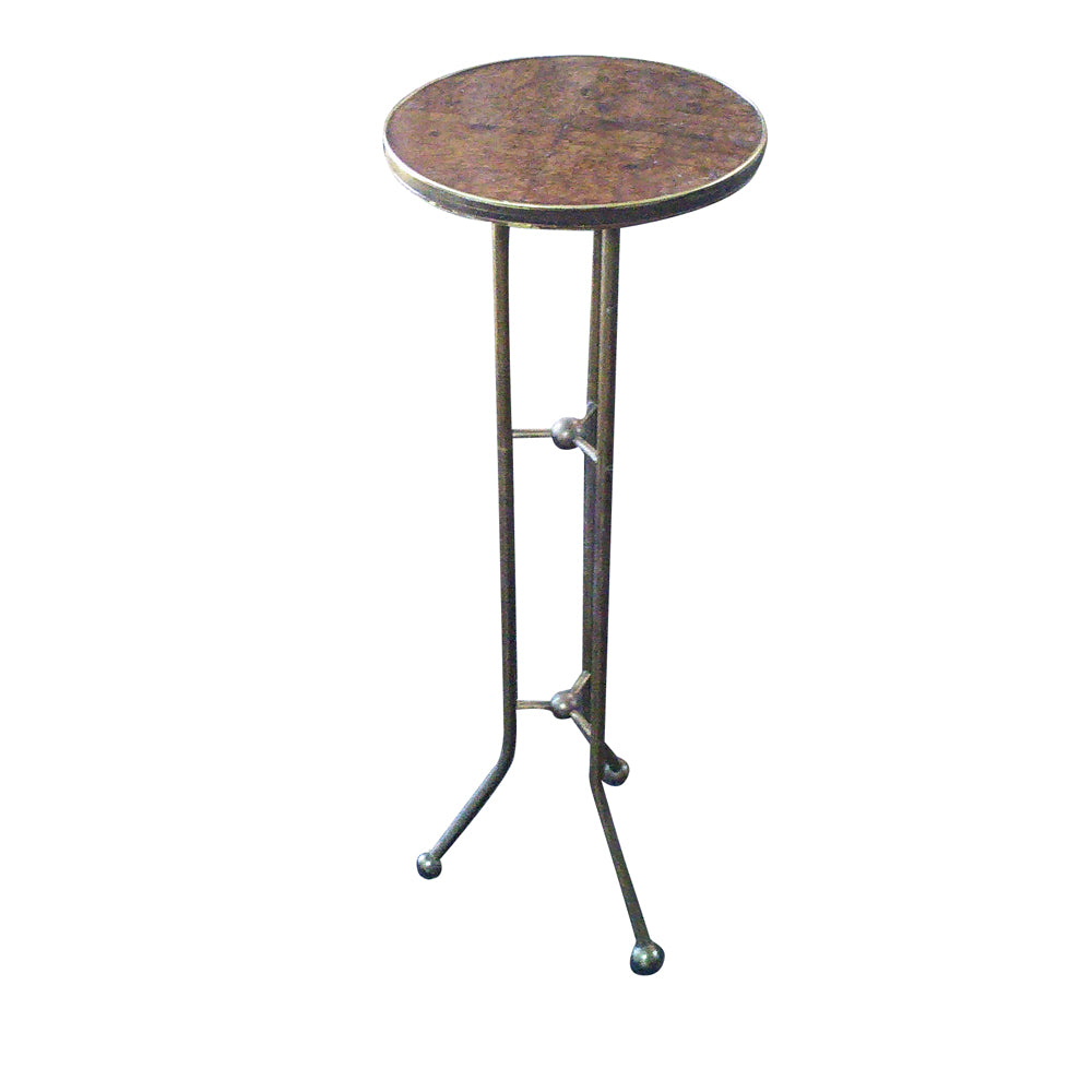 Vintage Mid Century Mastercraft Style Burl Bronze Pedestal Table
