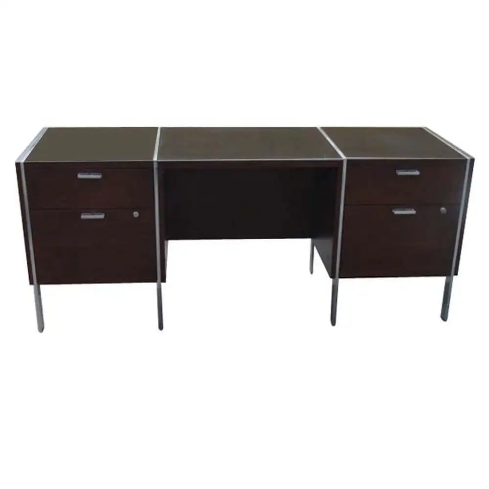 6ft Stow Davis Dark Walnut Knee Hole Credenza Desk