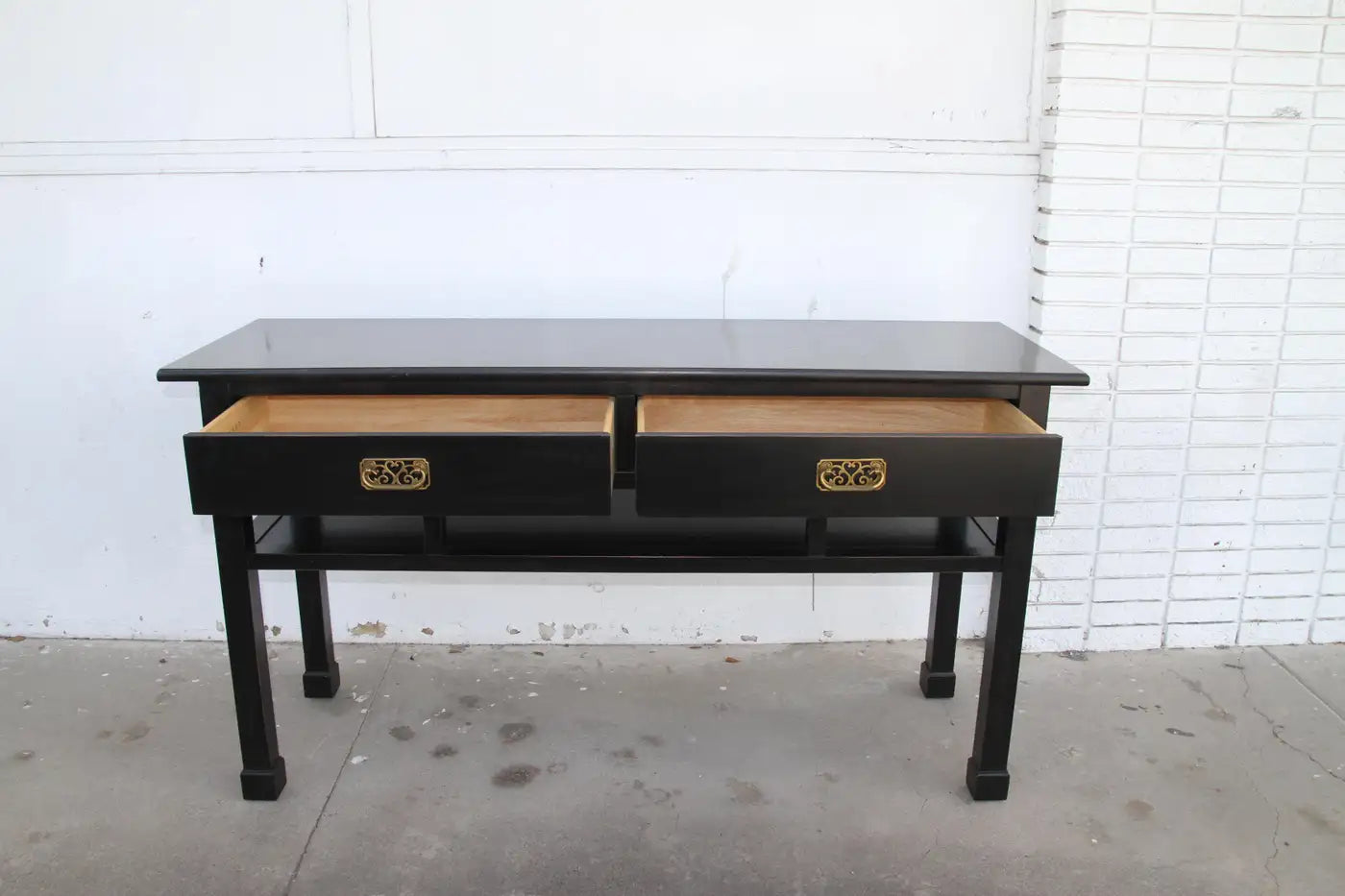 Chin Hua Baker Style Ebonized Console Table