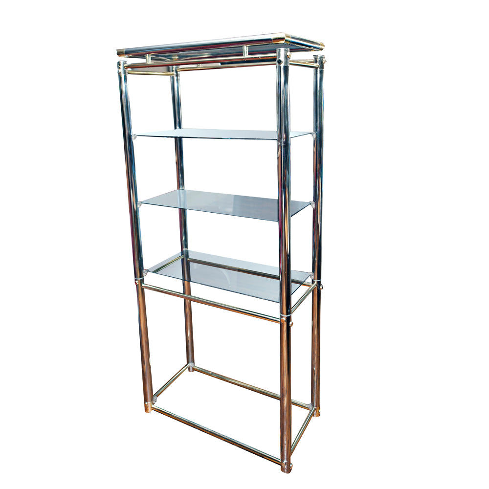 Vintage Mid Century Chrome and Bronze Shelving Unit SALE