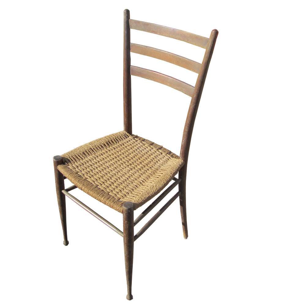 35 1/2″ Tall Gio Ponti Style Three-Slat Ladderback Rope seat Chair