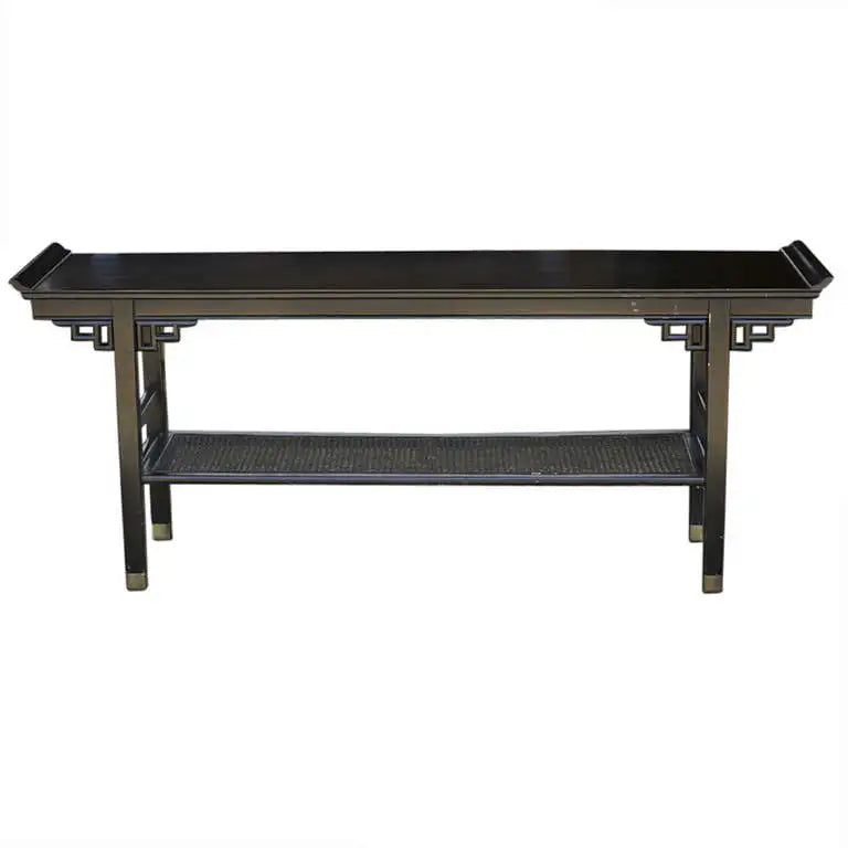 Mid Century Ebonized Console Table in the Manner Of James Mont